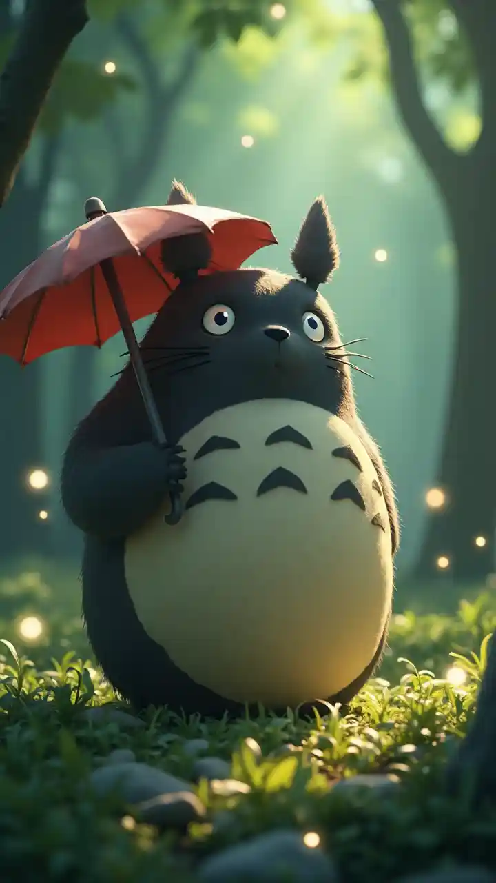 Creando un Modelo 3D Realista de Totoro en un Entorno de Bosque Mágico, image size:720x1280