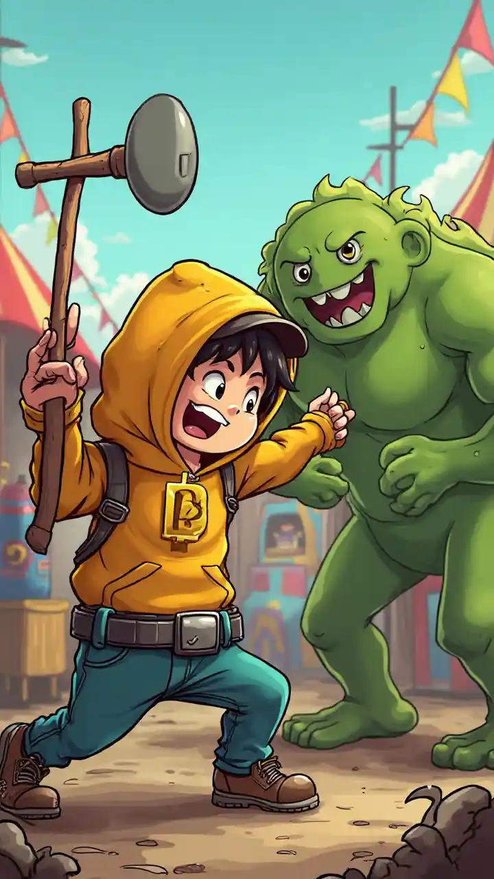 Karneval Eventyr av en tegneserie helt med Bitcoin Hoodie, image size:720x1280