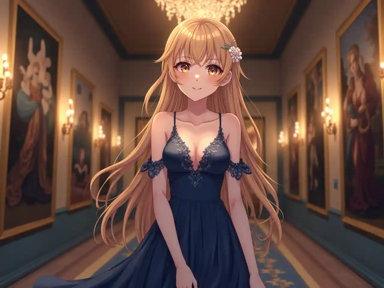 Ultra HD Anime Meisje in Kunstgalerij, image size:1280x960