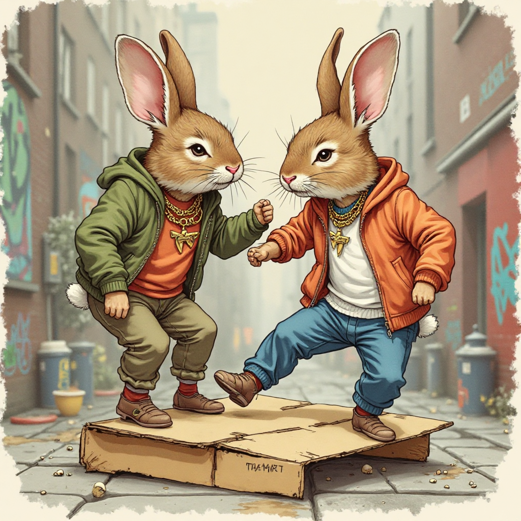 Beatrix Potter Rabbits Breakdance dengan Biggie di New York